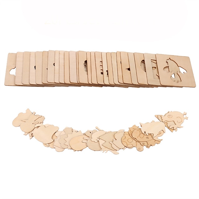  20pcs Montessori Kids Drawing Toys Wooden DIY Painting Stencils Template Craft Toys Puzzle Educational Toys for Children Gifts