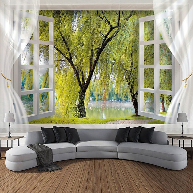  Outside The Window Hanging Tapestry Wall Art Large Tapestry Mural Decor Photograph Backdrop Blanket Curtain Home Bedroom Living Room Decoration