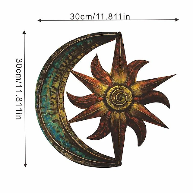 Metal Sun Moon Wall Decor, Flat Sun Wall Decor, Sun And Moon Wall Decor ...