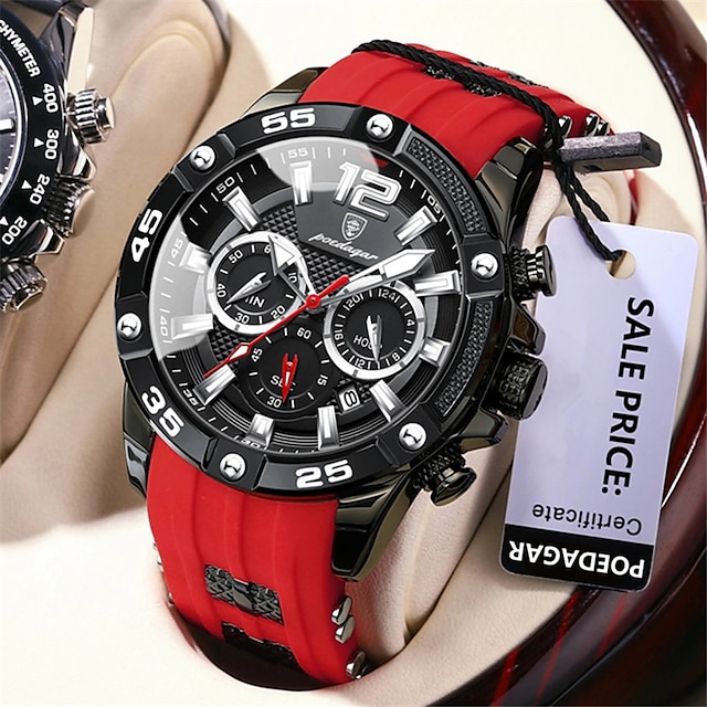  poedagar роскошные мужские наручные часы спортивный хронограф с силиконовым ремешком мужские часы водонепроницаемые светящиеся мужские кварцевые часы с датой