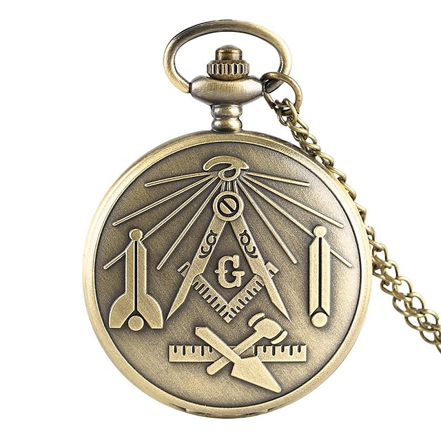  montre de poche vintage avec chaîne bronze franc-maçon maçonnique g unisexe quartz décoration robe montre pendentif collier chaîne