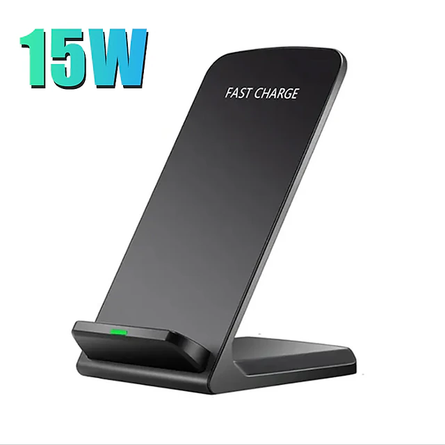 15W Fast Wireless Charger Stand, Qi Charging Dock Compatible with iPhone 16/15/14 Pro Max Plus, Samsung Galaxy S25/24/23 Ultra Plus, Huawei, Xiaomi 11