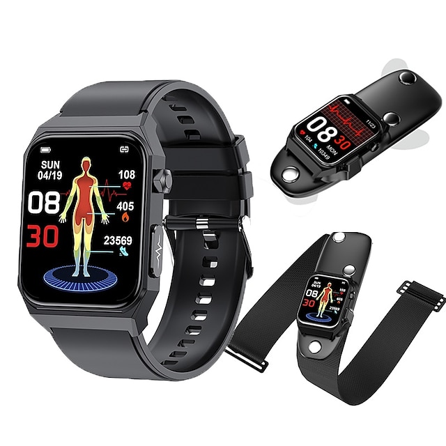  1.91 inch Cardica Blood Glucose Smart Watch ECG Monitoring Blood Pressure Body Temperature Smartwatch Men IP68 Waterproof Fitness Tracker