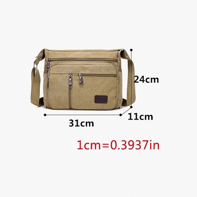 Men's Crossbody Bag Shoulder Bag Canvas Tote Bag Canvas Office Daily Zipper Adjustable Large