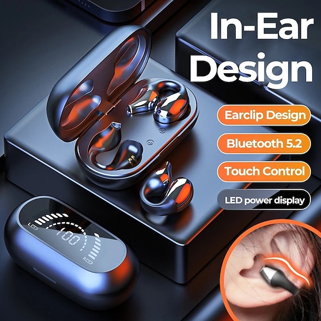  s03 Trådløse øretelefoner TWS-hodetelefoner 耳夹 Bluetooth 5.2 IPX5 LED-strømdisplay til Apple Samsung Huawei Xiaomi MI Reise og underholdning