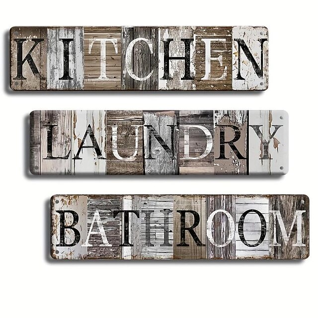 1set Laundry Wood Wall Sign, Kitchen Sign, Bathroom Sign Wall Art Decor