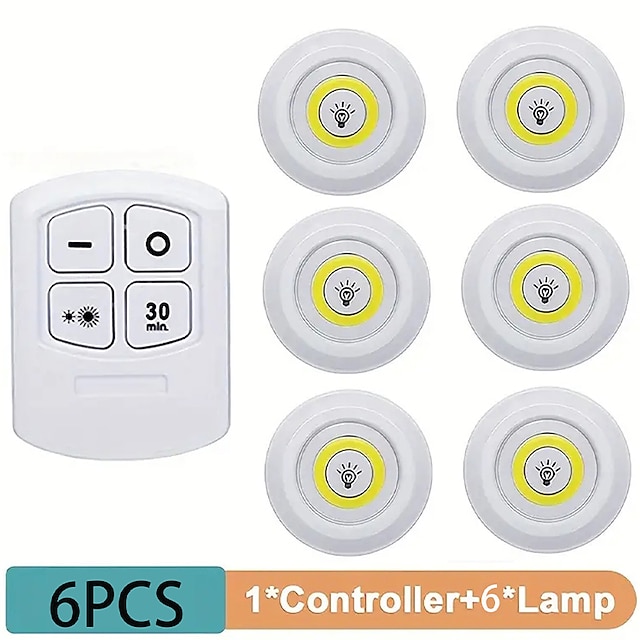Lot De Spots LED RGB Avec Télécommande - Veilleuse à Piles Pour Armoire, Ambiance - 16 Couleurs