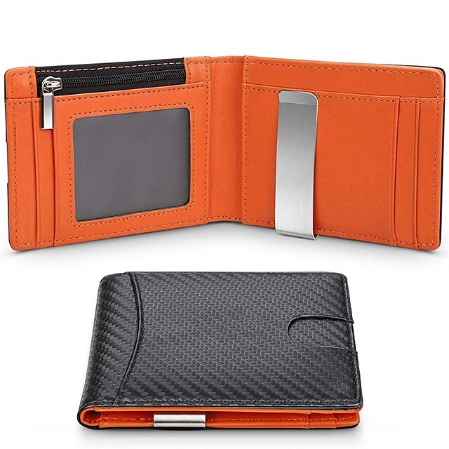  Fold RFID Blocking WalletMens Slim Wallet With Money Clip RFID Blocking Bifold Minimalist Credit Card Holder For Men
