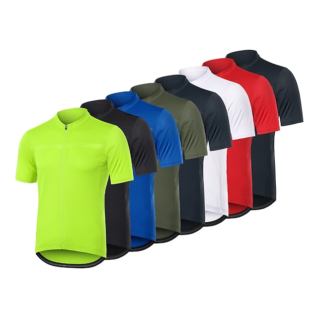  Arsuxeo Men's Cycling Jersey Short Sleeve Bike Jersey Top with 3 Rear Pockets Mountain Bike MTB Road Bike Cycling Triathlon Breathable Reflective Strips Wicking Comfortable Black White Army Green