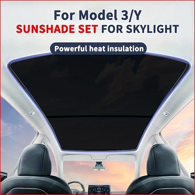  førsteklasses solskjermer for tesla modell 3/y - oppgradert spennedesign for 2019-2023-modeller - beskytter bakre soltak og frontrute mot skadelige uv-stråler