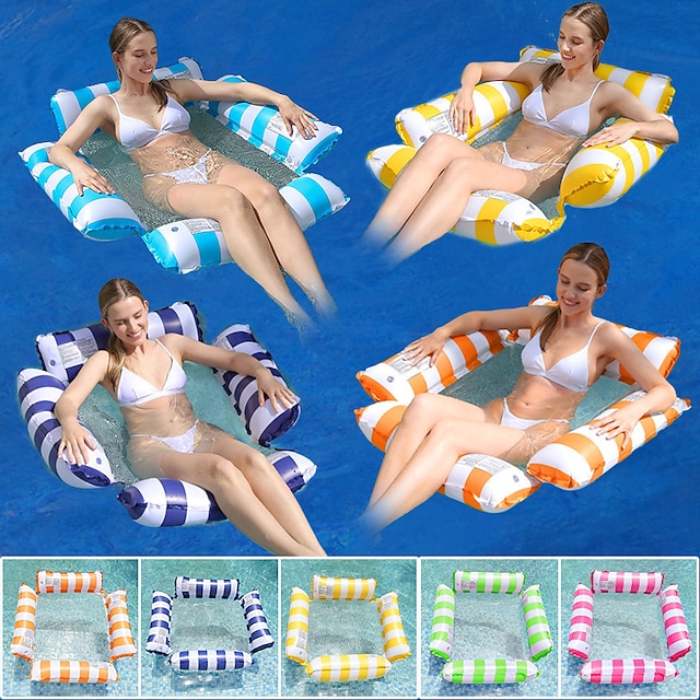  Pool Float Clamping Net Floating Bed Water Foldable Backrest Floating Bed Water Inflatable Reclining Chair Inflatable Floating Bed