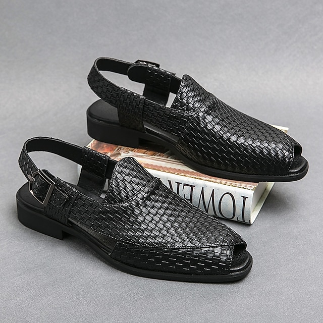  Men's Sandals Casual Daily PU Breathable Comfortable Loafer Black Brown Summer Fall