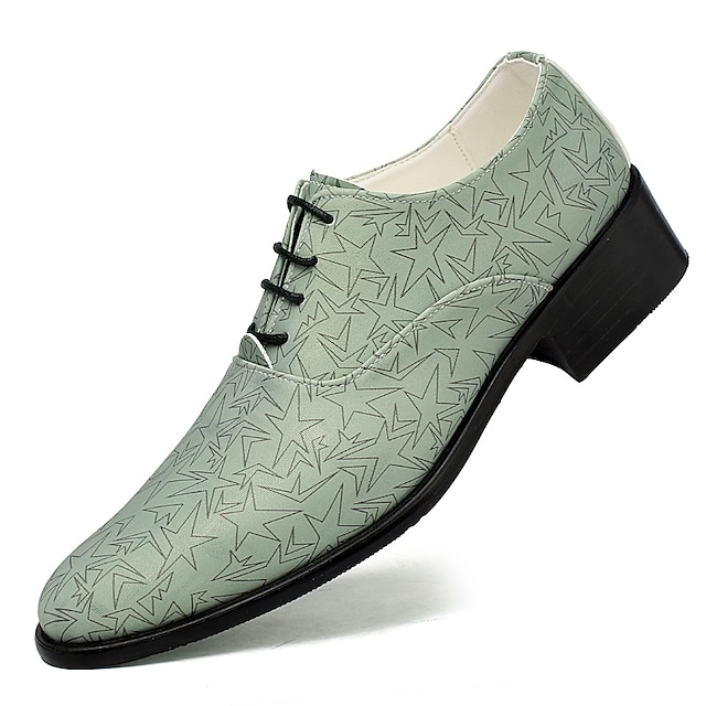  Men's Oxfords Derby Shoes Dress Shoes Sexy Shoes British Style Plaid Shoes Casual British Wedding Party & Evening St. Patrick's Day Patent Leather Height Increasing Lace-up Green Beige Spring Fall