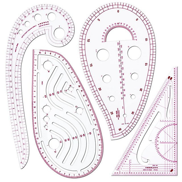  herramientas de costura 4 stlye coser curva francesa regla métrica en forma de medida para coser diseño de patrones de confección ropa de bricolaje plantilla de dibujo flexible, perfecta para diseñadores, creadores de patrones y sastres