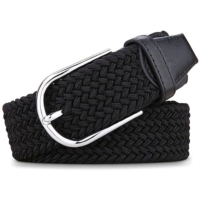 Unisex Braided Belts Fashionable Simple Knit Buckle Belt Black White Canvas Alloy Plain Outdoor Sports Ideal Gift 15