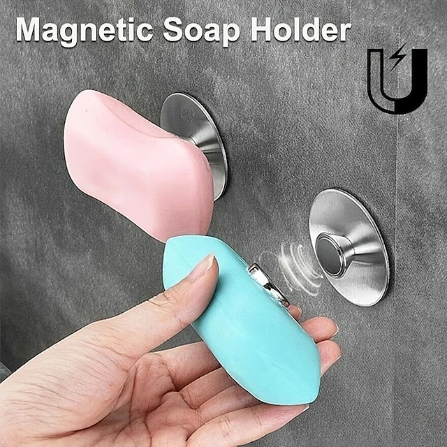 Magnetic Soap Holder Self Draining, Bar Soap Holder for Shower Wall,  Stainless Steel Soap Savers , Kitchen/Bathroom Soap Dishes , Easy  Clean,2pcs 