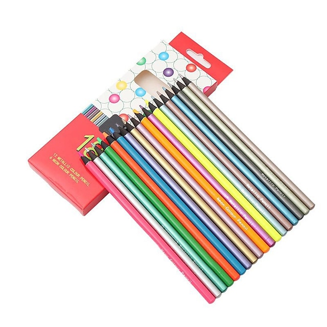  crayons de couleur métalliques 18pcs coloriage croquis dessin crayon fournitures d'art, cadeau de retour à l'école