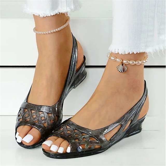  glittrande silverglittrande gelésandaler för kvinnor - elegant slip-on-stil med strass utsmyckningar, perfekt för strandbröllop och sommarfester