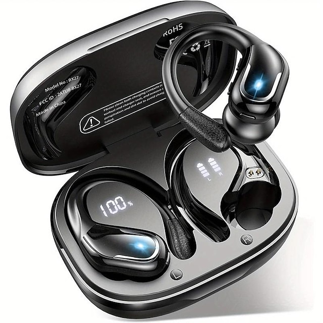  nowe bezprzewodowe słuchawki douszne do biegania sportowe bezprzewodowe słuchawki z zaczepami czysty bas dźwięk 60 godzin nauszne słuchawki z podwójnym wyświetlaczem LED wodoodporne słuchawki ipx7