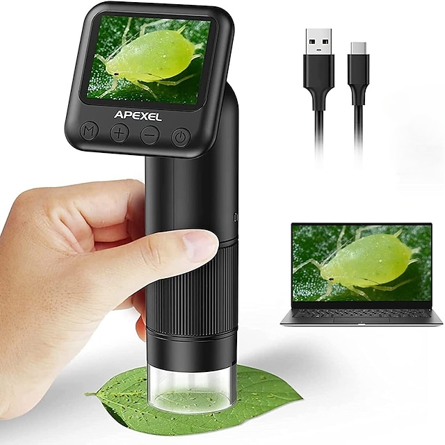  microscope numérique de poche avec 2 écran lcd 800x microscope portable de poche pour enfants avec lumières réglables pièces électronique loupe caméra