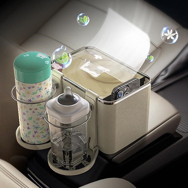  multifunkční úložný box do auta organizéry na loketní opěrku úložný prostor do interiéru auta uklízecí příslušenství na telefon držák kapesníku na pití
