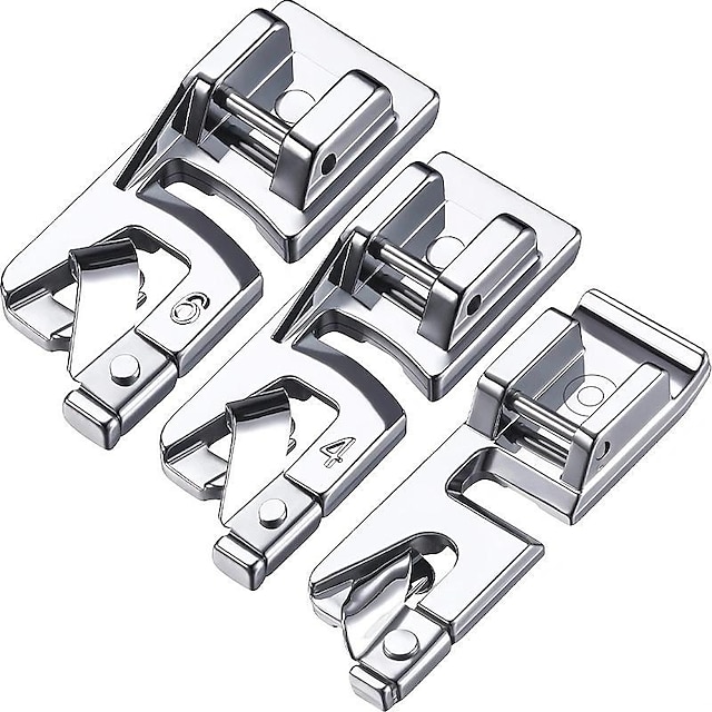  3pcs Narrow Rolled Hem Sewing Machine Presser Foot Set, Suitable For 3mm, 4mm, 6mm, Compatible With Household Multifunctional Sewing Machine