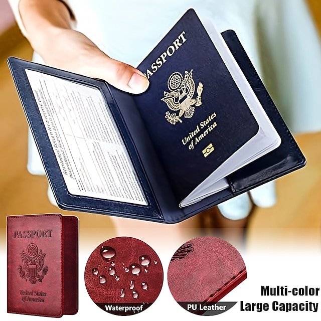  Men's Women's Wallet Credit Card Holder Wallet PU Leather Holiday Beach Large Capacity Waterproof Lightweight Solid Color Light Blue claret Lake blue