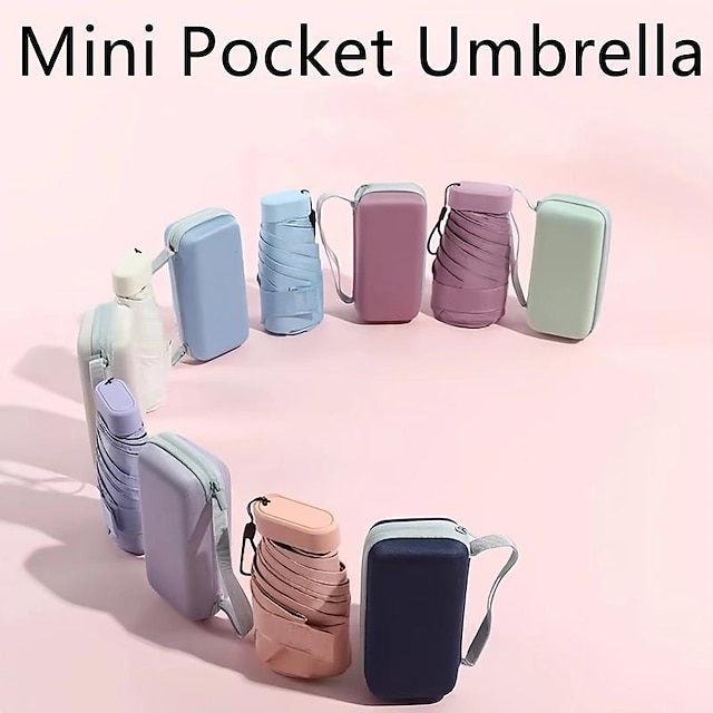  populară umbrelă de buzunar portabilă pliabilă multicoloră, umbrelă în șase ori, umbrelă cu dublă utilizare ploioasă și însorită, umbrelă de înaltă calitate