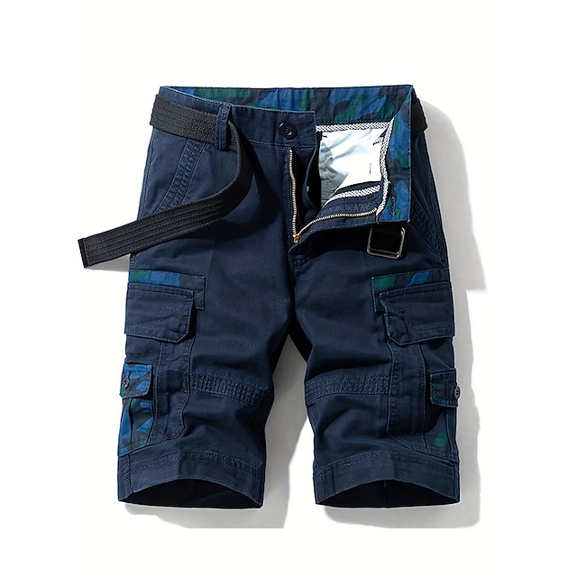 Herre Cargoshorts Camo Shorts Shorts Sommershorts Multi lomme Rett ben Fargeblokk Kamuflasje Farge Komfort Pustende Kort Avslappet Daglig Ferie Sport Mote Svart Blå