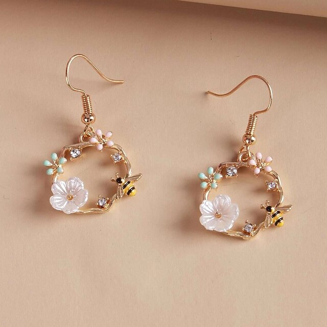 1 Pair Drop Earrings For Women's Birthday Gift Prom Alloy Classic Petal 6