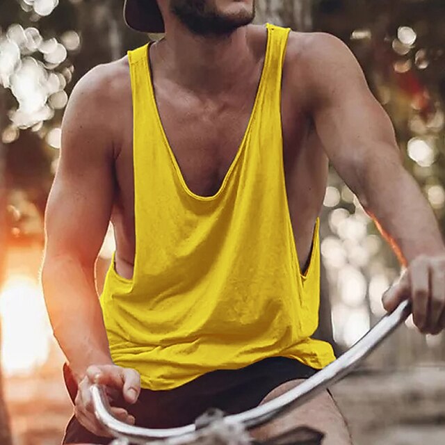 Men's Tank Top Vest Top Undershirt Sleeveless Shirt Solid Color V Neck