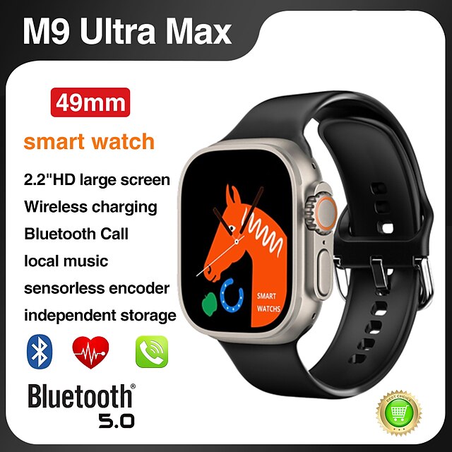  696 M9 ULTRA MAX Slimme horloge 2.1 inch(es) Smart horloge Bluetooth Stappenteller Gespreksherinnering Slaaptracker Compatibel met: Android iOS Dames Heren Handsfree bellen Kompas Berichtherinnering