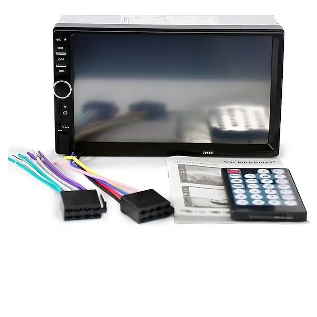  Upgrade Your Car Audio System with This 7-inch Dual Spindle Universal LCD Touch Screen Stereo Radio - Includes Rear View Camera USB/AUX/FM Remote Control & MP4 Player!