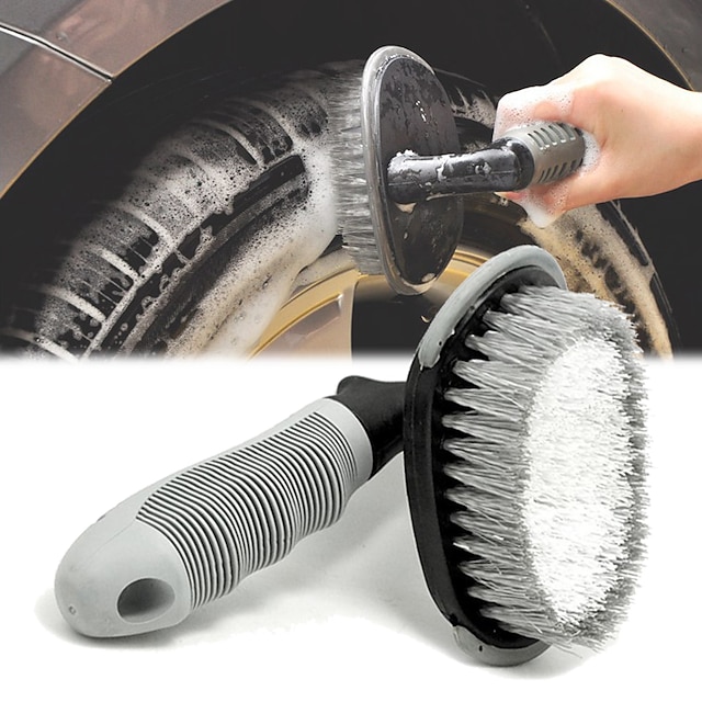  T-bend Handle Car Wash Cleaning Brush Car Detailing Wheel Hub Gap Cleaning Tools Nylon Bristle Car Special Tire Brush Wholesale