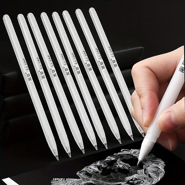  3pcs de canetas marca-texto brancas brilhantes - faça sua escrita se destacar!