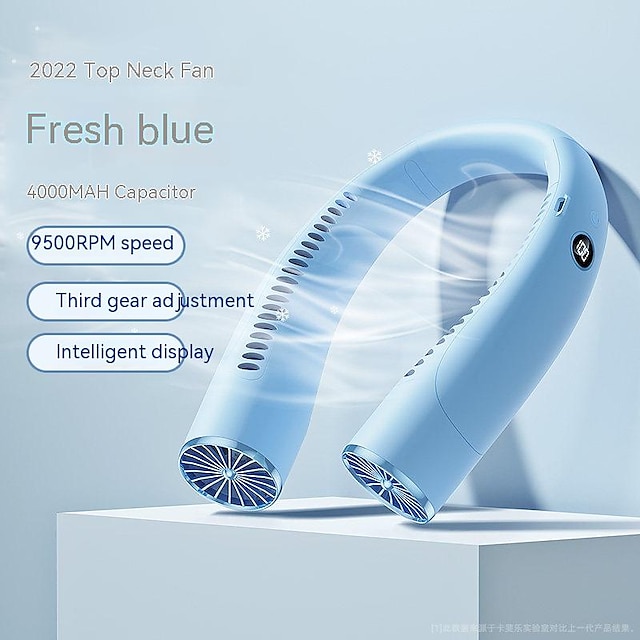  Hands-Free Neck Fan – Bladeless Wearable USB Rechargeable Fan with 360° Cooling, 3 Speeds, and Headphone-Style Design