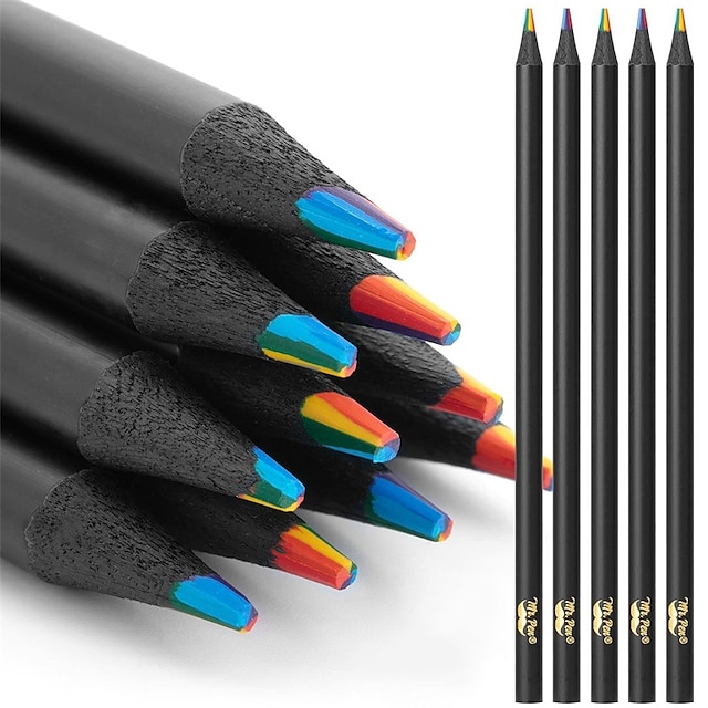  regnbueblyanter, 12 farver, 7 farver i 1 regnbuefarvet blyant sjove blyanter til børn, regnbueblyanter til børn, farveblyanter til børn