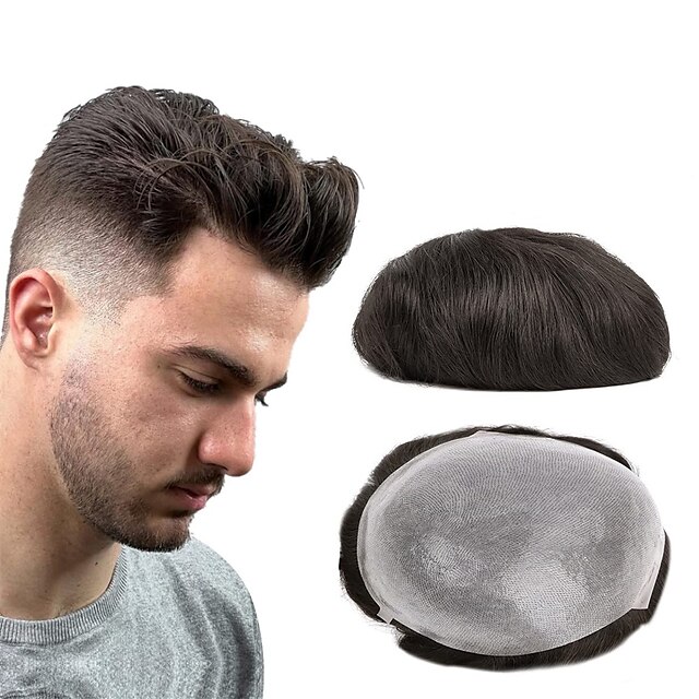 Toupee for Men 8x10 Inch 0.06mm Thin PU Skin Mens Toupee Human Hair ...