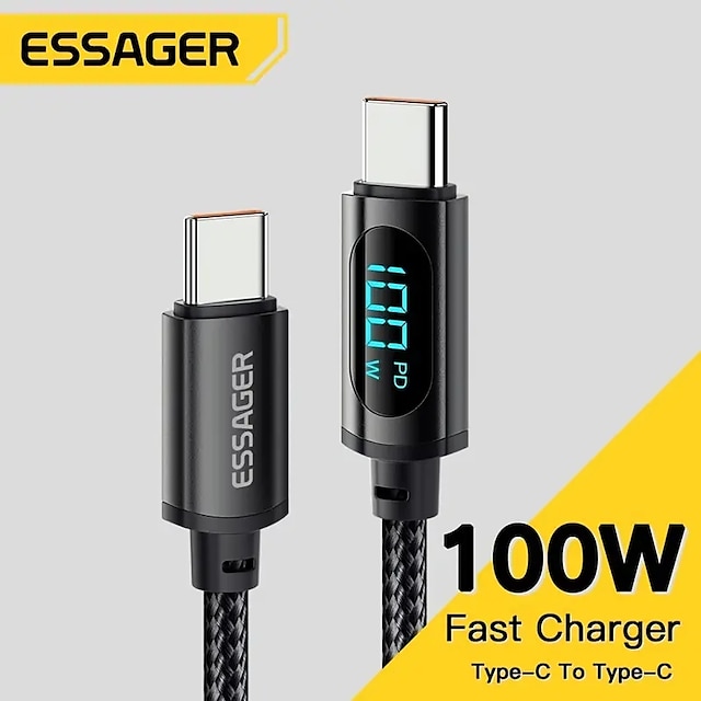  USB-C-Kabel 100W USB-Verlängerung 5 A Ladekabel Nylon geflochten LED-Anzeige Für Samsung Handy-Zubehör