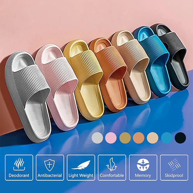 Comfortable Lightweight Antibacterial Slides - Deodorant, Memory Foam, Non-Slip Indoor/Outdoor Slippers in Multiple Colors 21