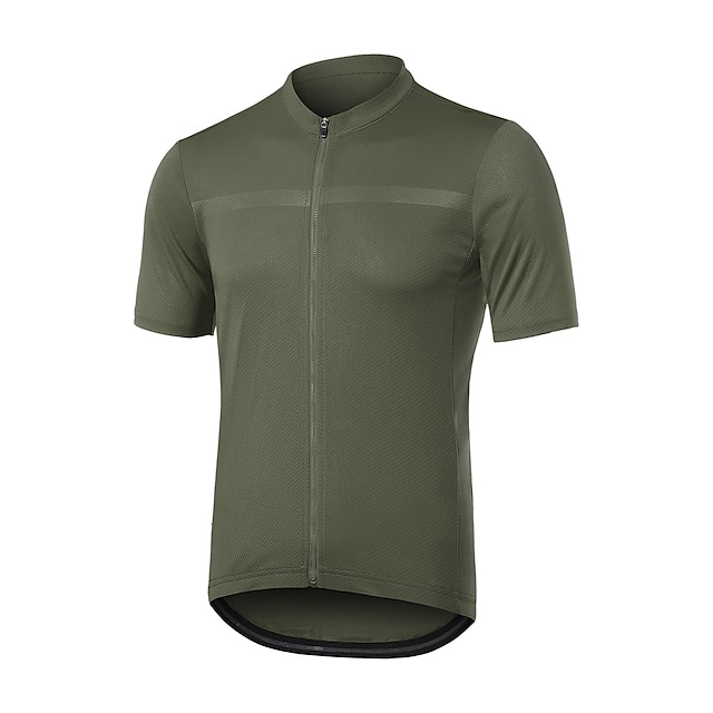  Arsuxeo Men's Cycling Jersey Short Sleeve Bike Jersey Top with 3 Rear Pockets Mountain Bike MTB Road Bike Cycling Triathlon Breathable Reflective Strips Wicking Comfortable Black White Army Green