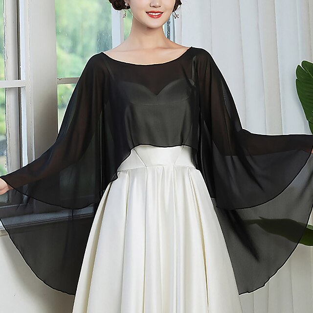 Wraps Shawls Women's Wrap Cape Elegant Sleeveless Terylene Wedding Wraps With Pure colour