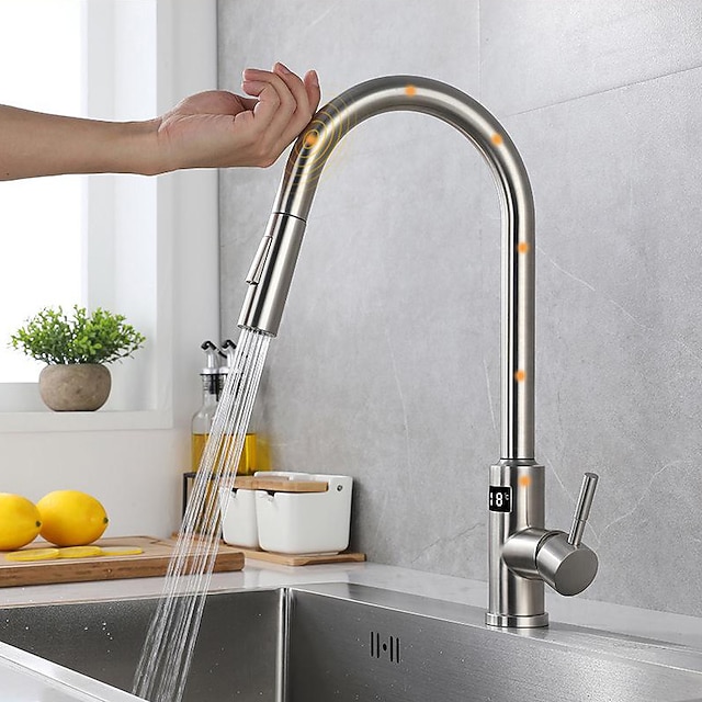 Touchless Sensor Kitchen Faucet Sink Mixer Tap Touch on with Pull Out 2
