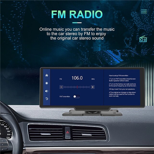 10 Inch Touch Screen Car Portable Wireless Carplay Display Android Auto Airplay AI Voice Control