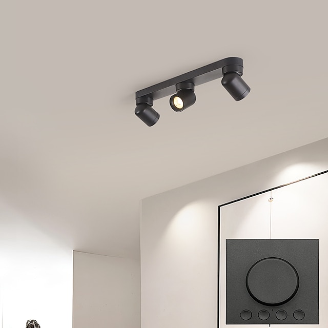  refletor de teto inteligente led com painel de controle 30 cm/50 cm 2/3 cabeças direcional luminária de montagem no teto, refletores ajustáveis montados em superfície, galeria de corredor refletores