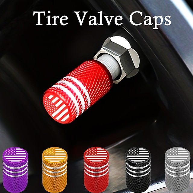  4Pcs/Set Auto Parts Caps Core Covers Car Tires Valves Knurling Style Dustproof Caps Aluminum Tire Wheel Air Valve