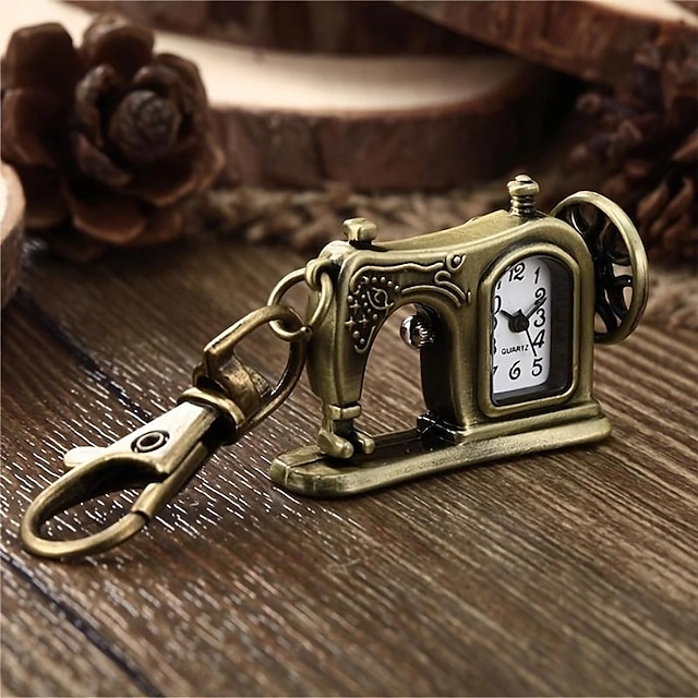  Vintage Fashion Sewing Machine Key Chain Hanging Watch Necklace Pocket Watch