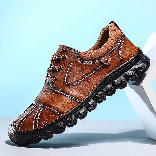  Homme Chaussures décontractées pour hommes Rétro Chaussures en cuir Chaussures faites à la main Chaussures de confort Randonnée Marche Rétro Vintage Décontractées du quotidien Cuir Confortable