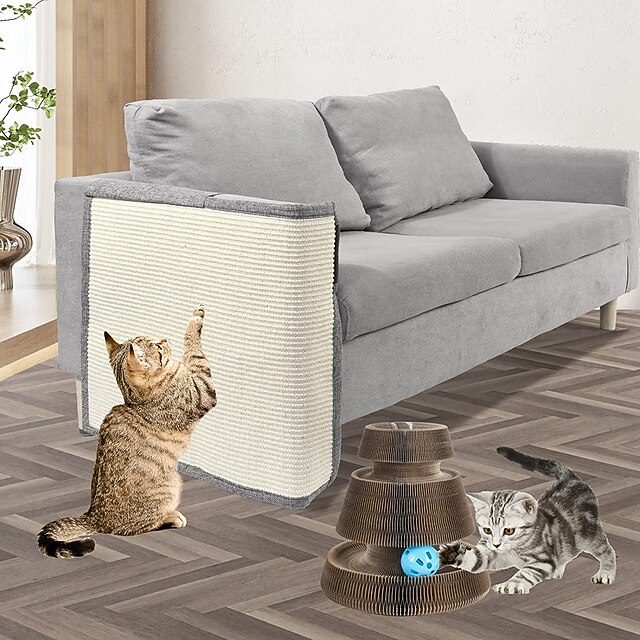 Cat Scratch Mat Sofa Protector Natural Sisal Furniture Protector Scratching Pad For Cats Scratch Carpet For Couch, Sofa, Chair（Right And Left）2