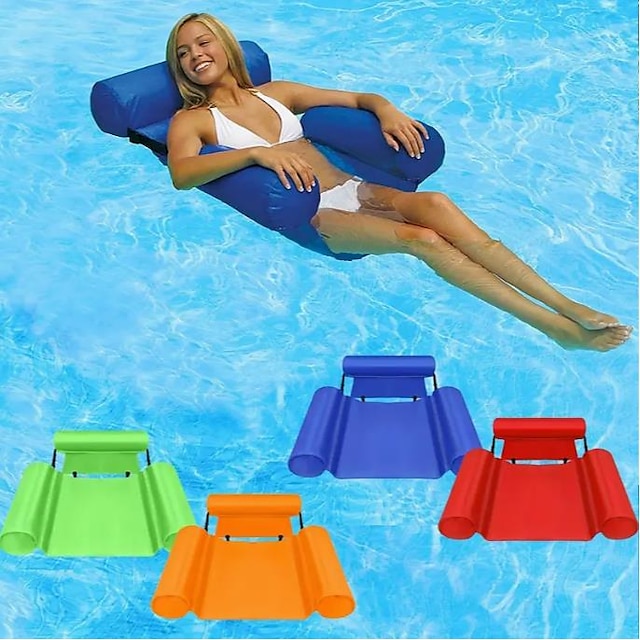  pool float hengekøye stoler vann flytende stol for voksne oppblåsbar basseng lounge stol sommer bærbar myk badestol for strand sommer tema fest vann moro